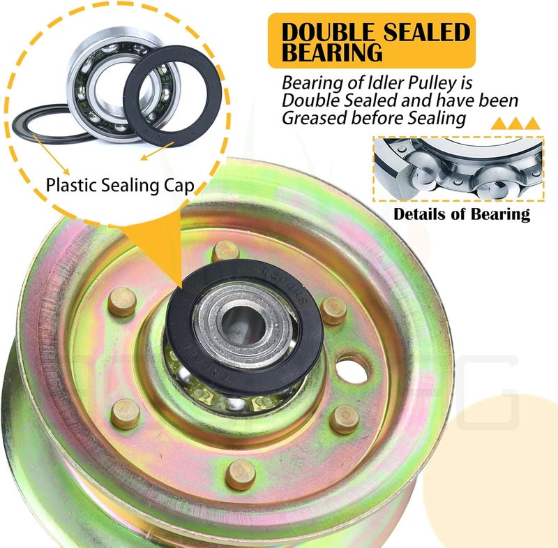BOSFLAG 532196106 Husqvarna Idler Pulley with 532197379 Husqvarna Idler Pulley Replaces 5321973-79, 532197379, 196106, 197379, 496106, 532177968, 5321779-68, 5321931-97, 532193197, 177968, 193197 - Image 4